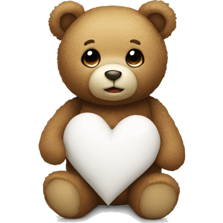 Teddy bear with a white heart emoji