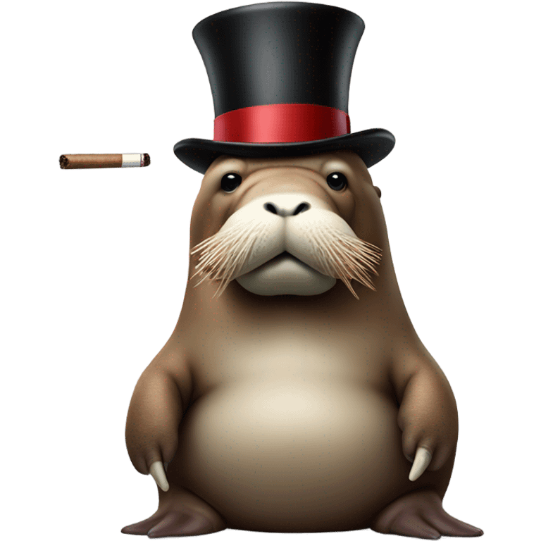 Walrus in top hat with cigar emoji