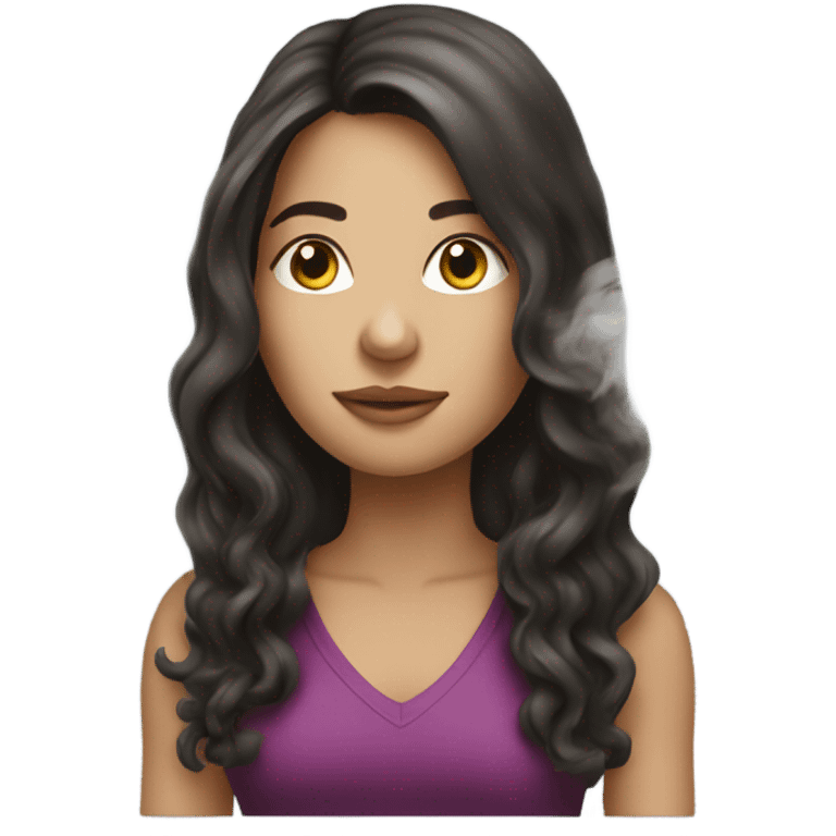 Long hair Brunette girl  vape  emoji