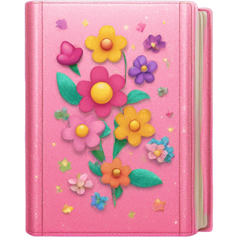 Pink diary with flowers and glitter  emoji