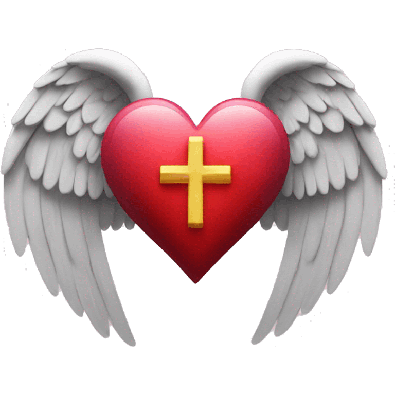 heart with cross in the middle and angel wings behind it emoji