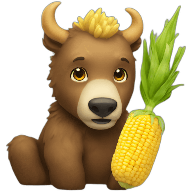 a bear that looks like a centaur wearing a corn emoji