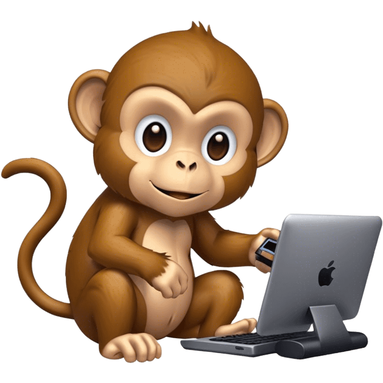 monkey playing pc games with v emoji