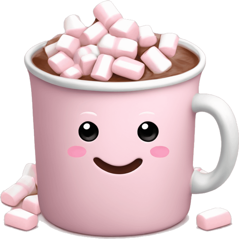 Light Pink mug of hot chocolate with marshmallows  emoji