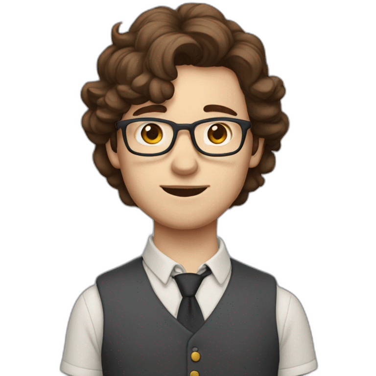 british nerd with brown hair and wolf features emoji