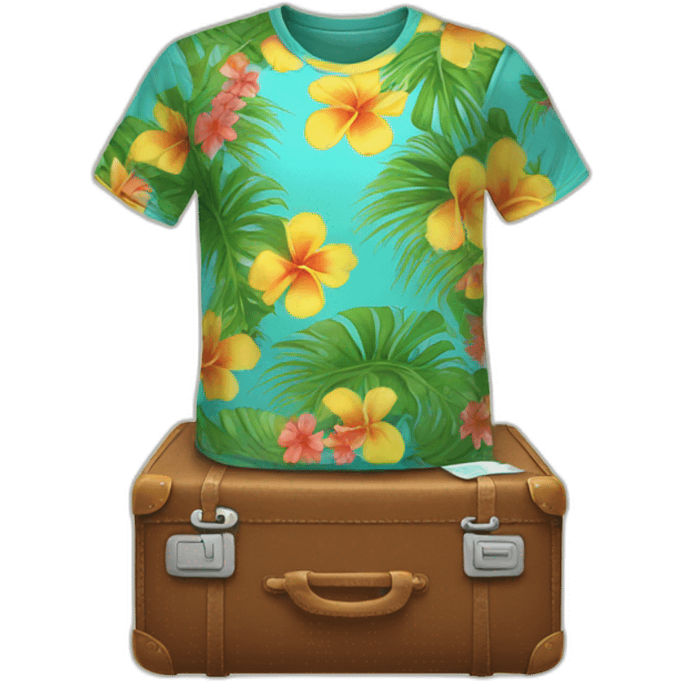 hawaian t-shirt in suitcase emoji