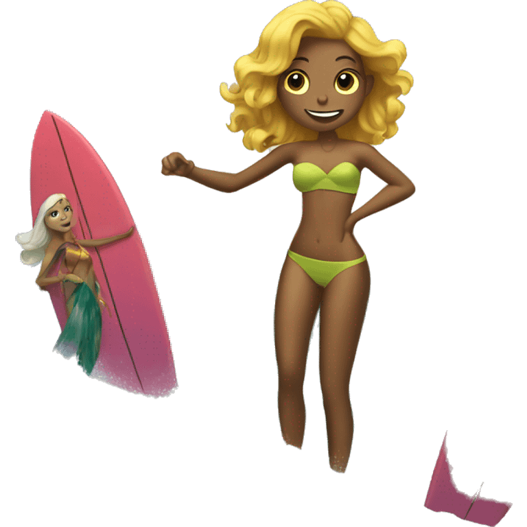 Sirenas en tablas de surf emoji