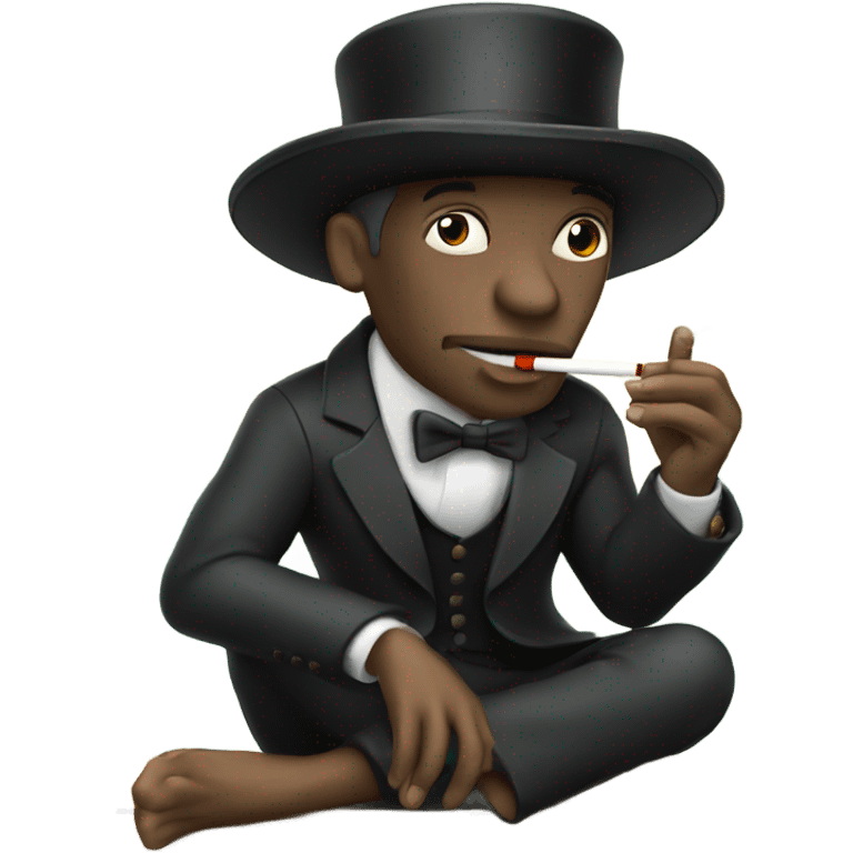 man with top hat smoking a cigarette on a surf board emoji