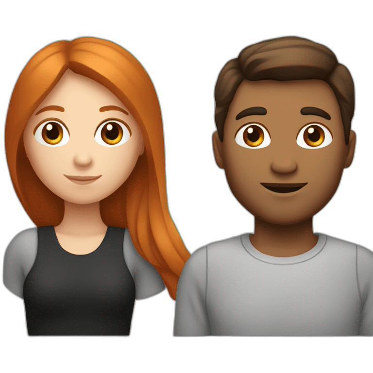 Fille rousse en couple avec un homme avec des cheveux noirs emoji