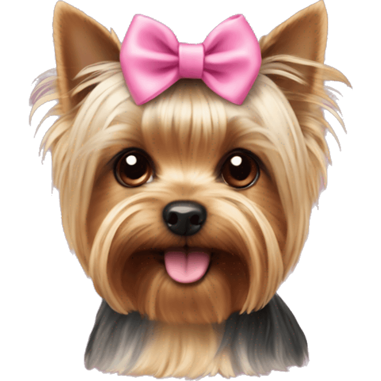 Yorkshire Terrier mini with a pink bow on its head emoji