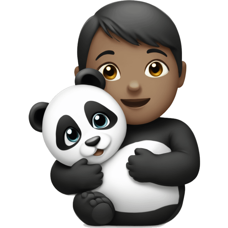 Baby with hugging panda emoji