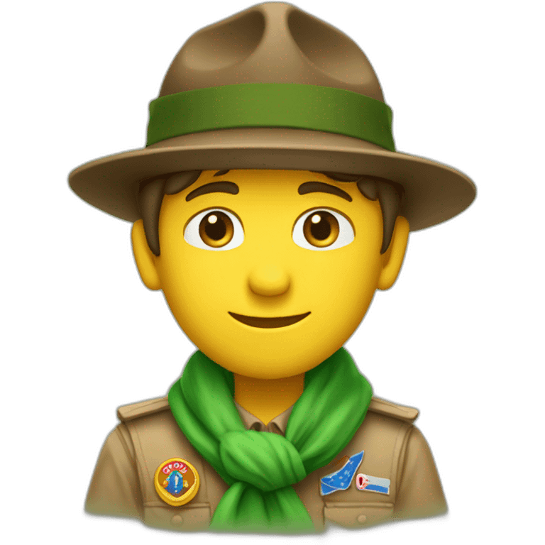 One french boyscout with a campaign hat; brown hat; green scout scarf emoji