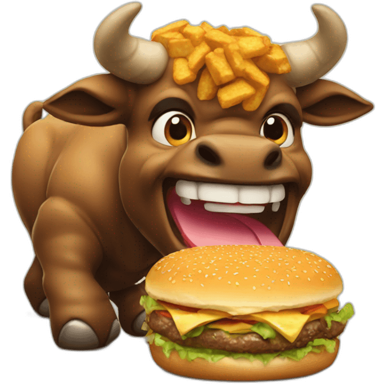 A minotaur eating 5000000000000000000 burger emoji