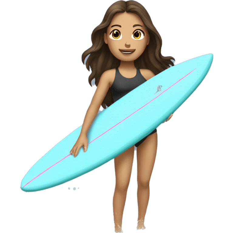 brunette girl surfing  emoji