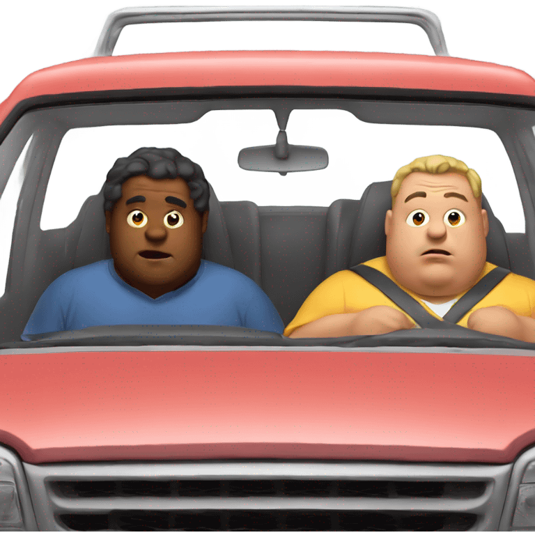 Two fat guys squeezed in a car emoji