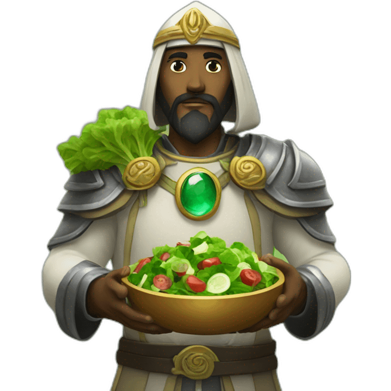 Saladin with gemstone and green salad in his hands emoji