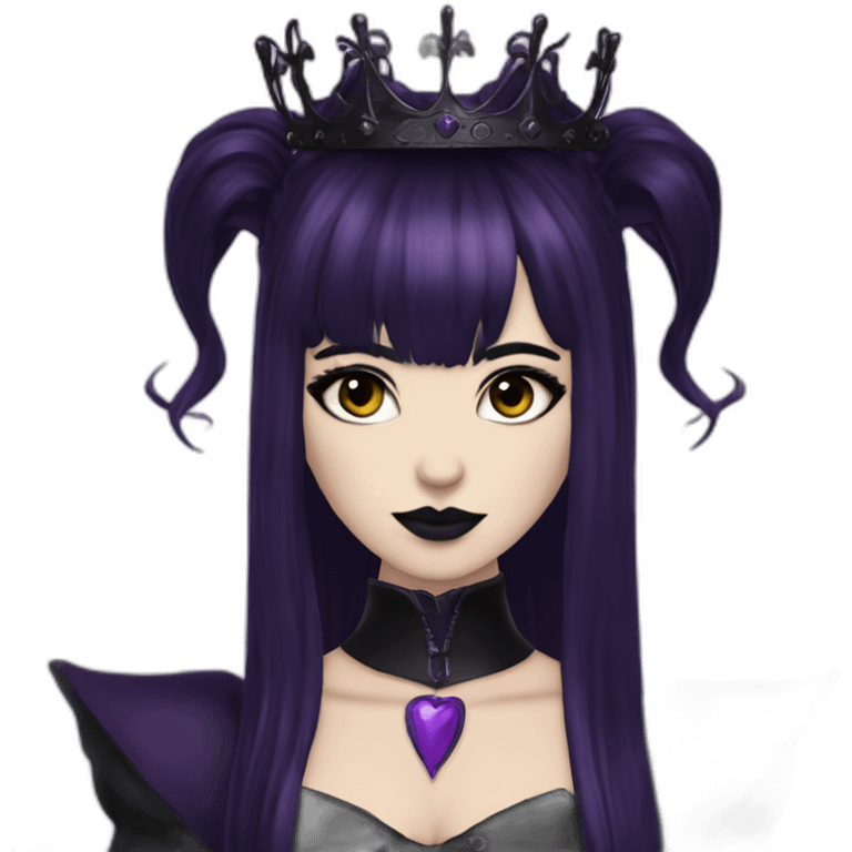 Elissabat-with-bangs-long-hair-dark-purple-and-black-vampire-goth-makeup-crown-pinkeyes emoji