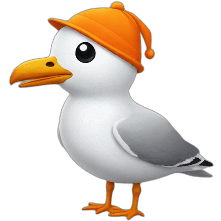 seagull in an orange hat emoji