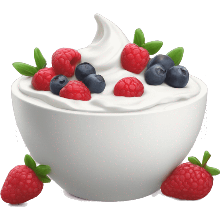 A cute yogurt bowl with fruts  emoji