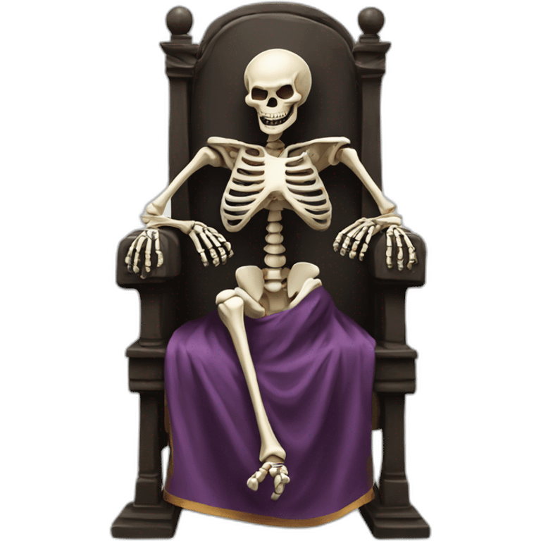 A laughing skeleton on a throne in a robe emoji