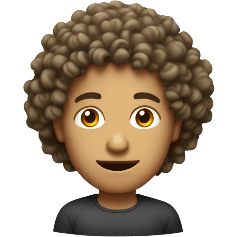 a curly hair man with a table with spots emoji