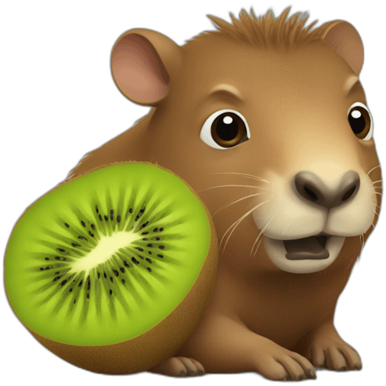 Capibara eating a kiwi emoji