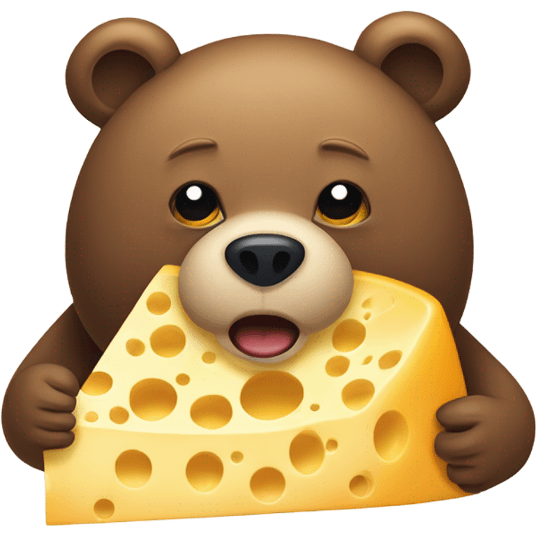 Bear throwing up on a block of cheese emoji