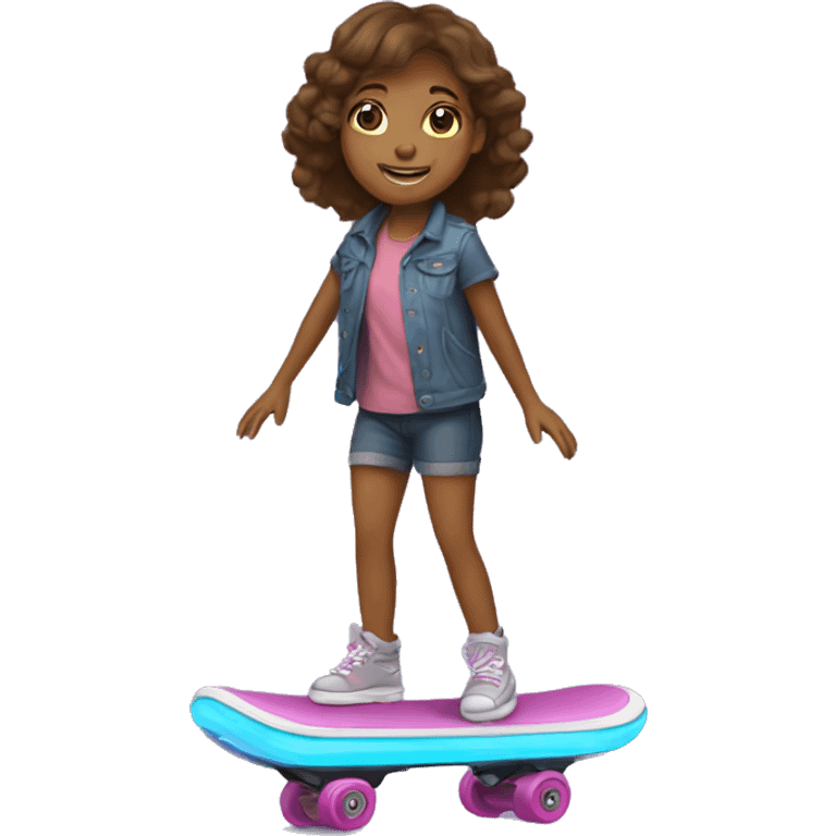 A little girl on a hover board emoji