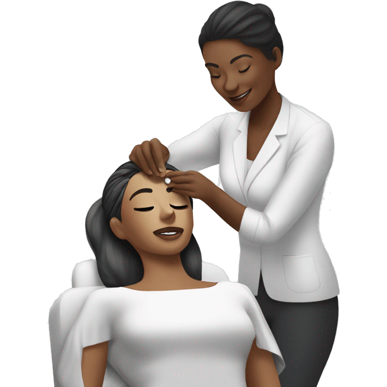 esthetician giving a client a facial emoji