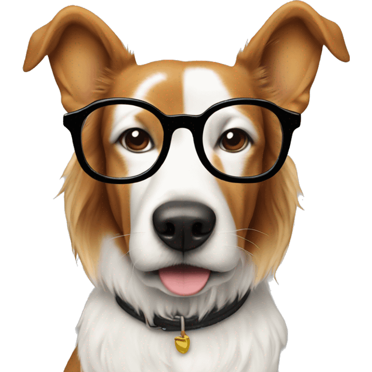 A dog wearing glasses emoji