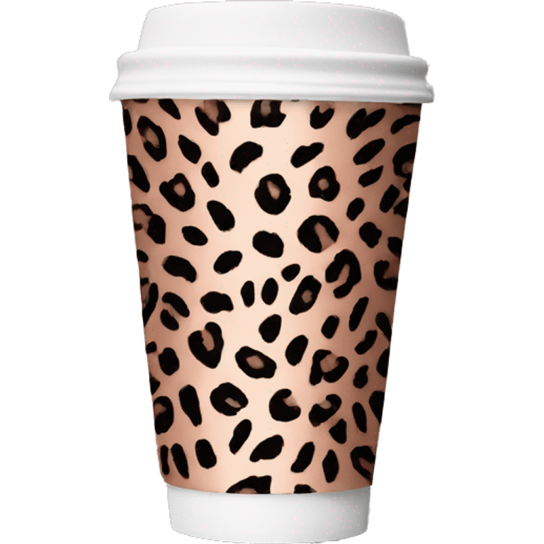 Single Realistic tall leopard print pattern design with rose gold on a take away coffee cup. emoji