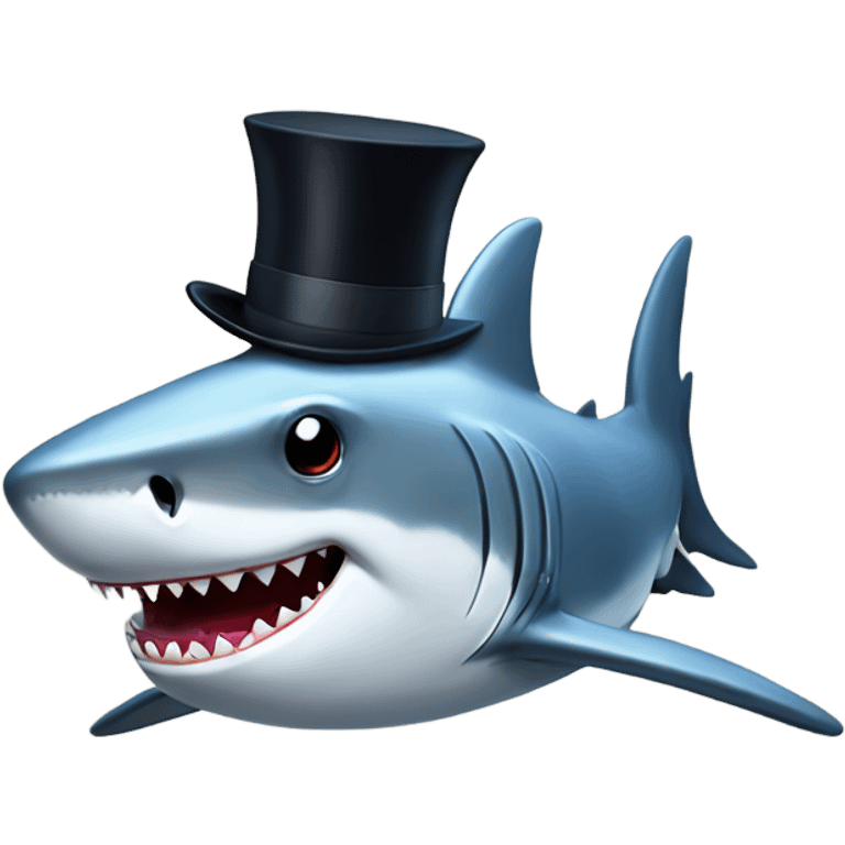 Shark with a top hat emoji