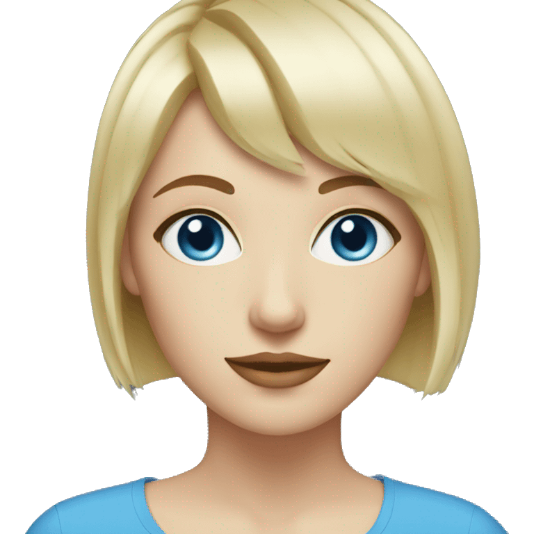 WHITE WOMAN WITH BLUE EYES, SHORT BLONDE HAIR WITH BANGS  emoji