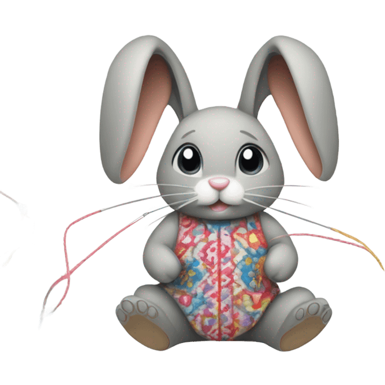 A bunny embroidering  emoji