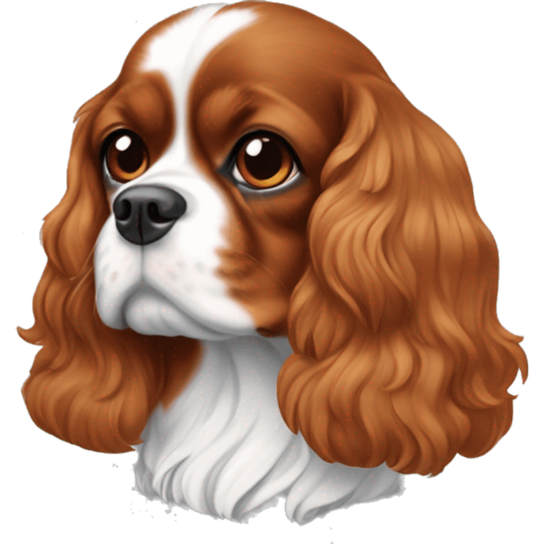 King Charles cavalier with white stripe on the nose emoji