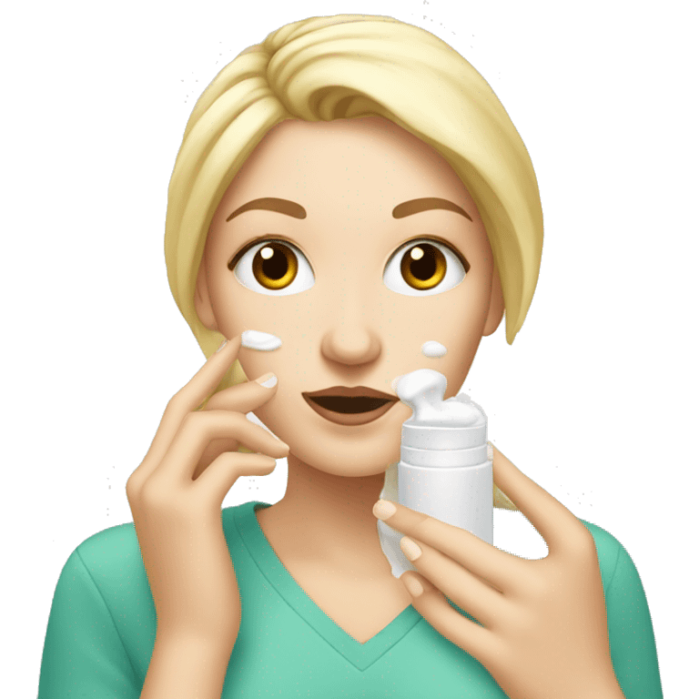 white girl applying cream on face emoji