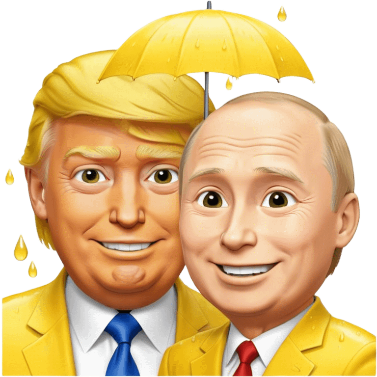 Trump soaked by yellow rain with Putin smiling  emoji