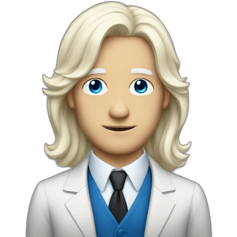 Gentleman with white long hair and blue eyes emoji