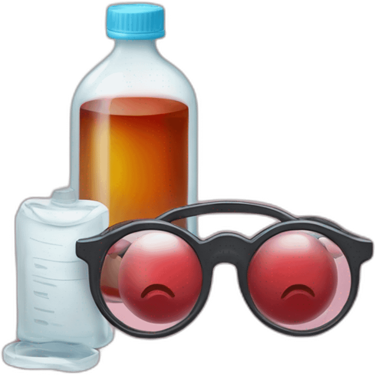 colposcopy with a bottle of vinegar and a pair of reading glasses emoji