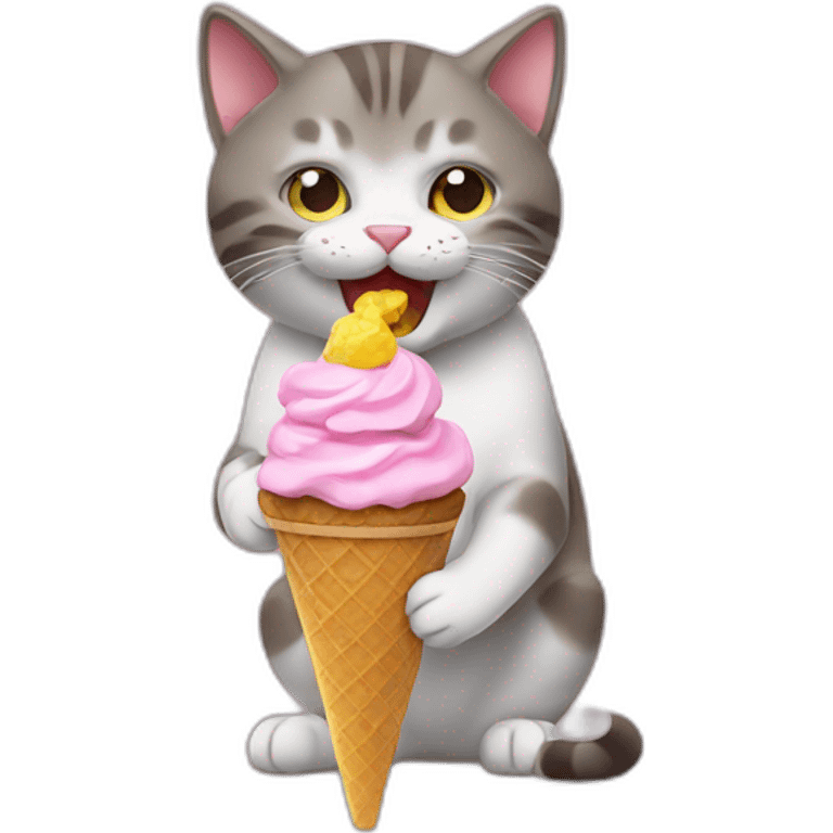 Cat eating icecream emoji