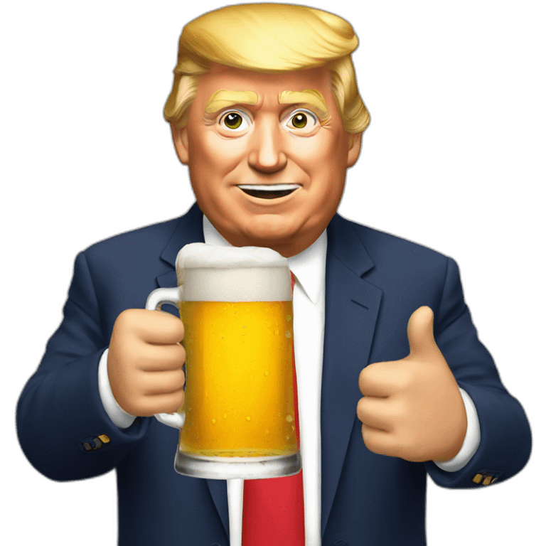 Trump drinking beer emoji