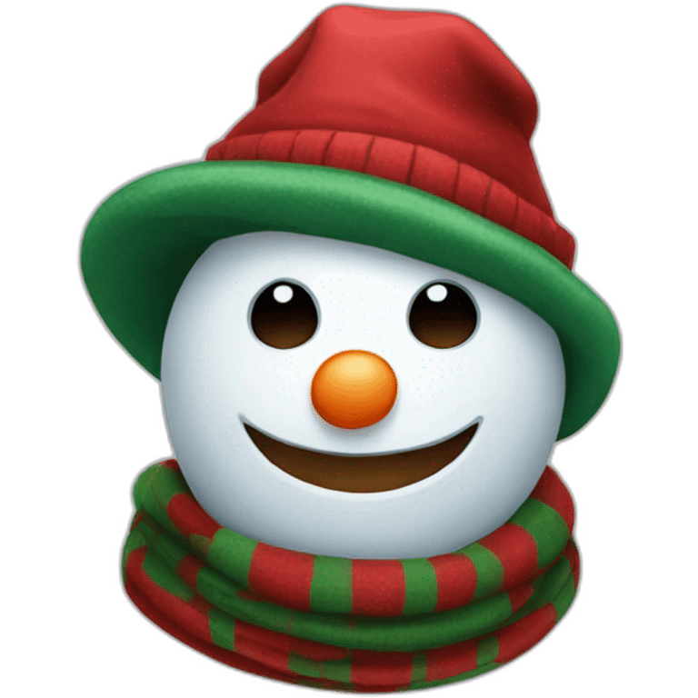 Scary snowman with red and green scarf emoji