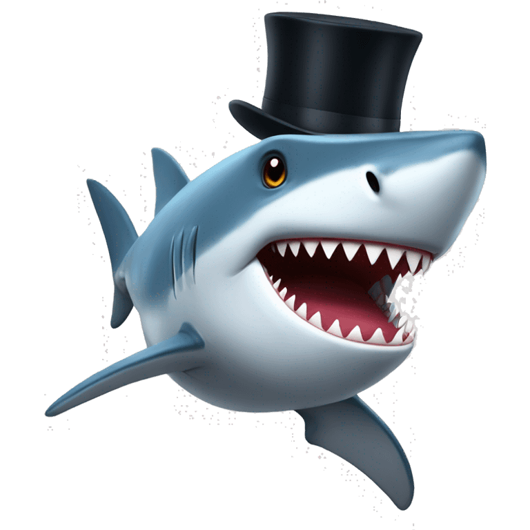 Shark with a top hat emoji