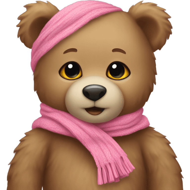 Teddy bear with a pink scarf  emoji