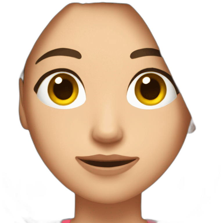 woman with muscles,short hair,tired eyes,brown hair, tight swimming trunks emoji