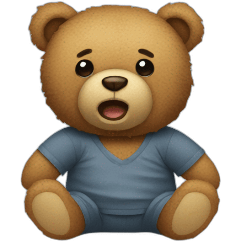 A teddy bear with a torn head emoji