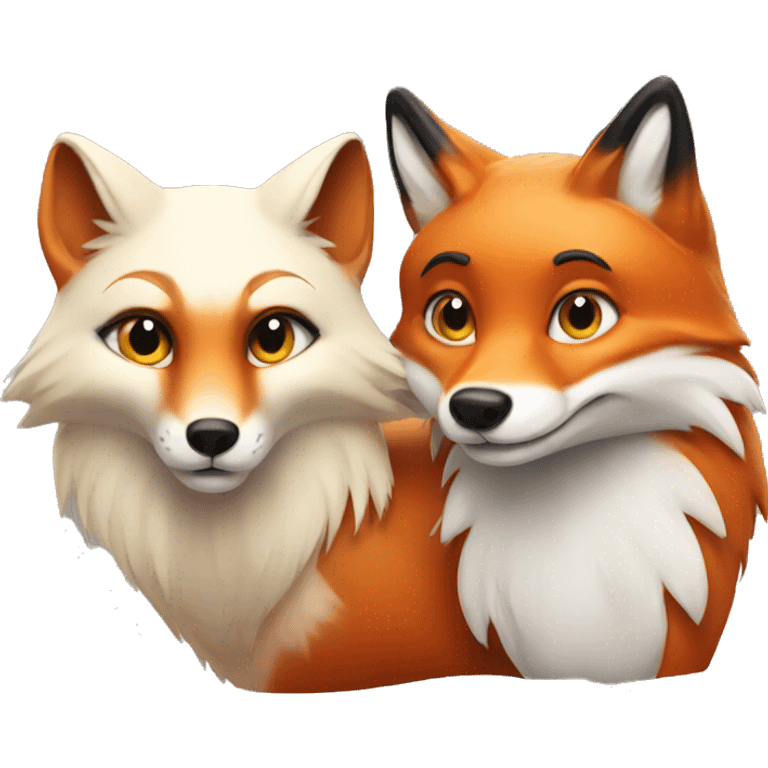 A red fox and an arctic fox emoji