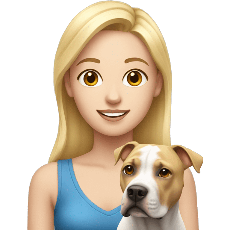 Blonde girl with american staffordshire terrier emoji