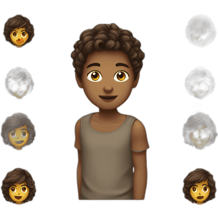 Adolescentes avec cheveux bruns mi courts et yeux bruns emoji