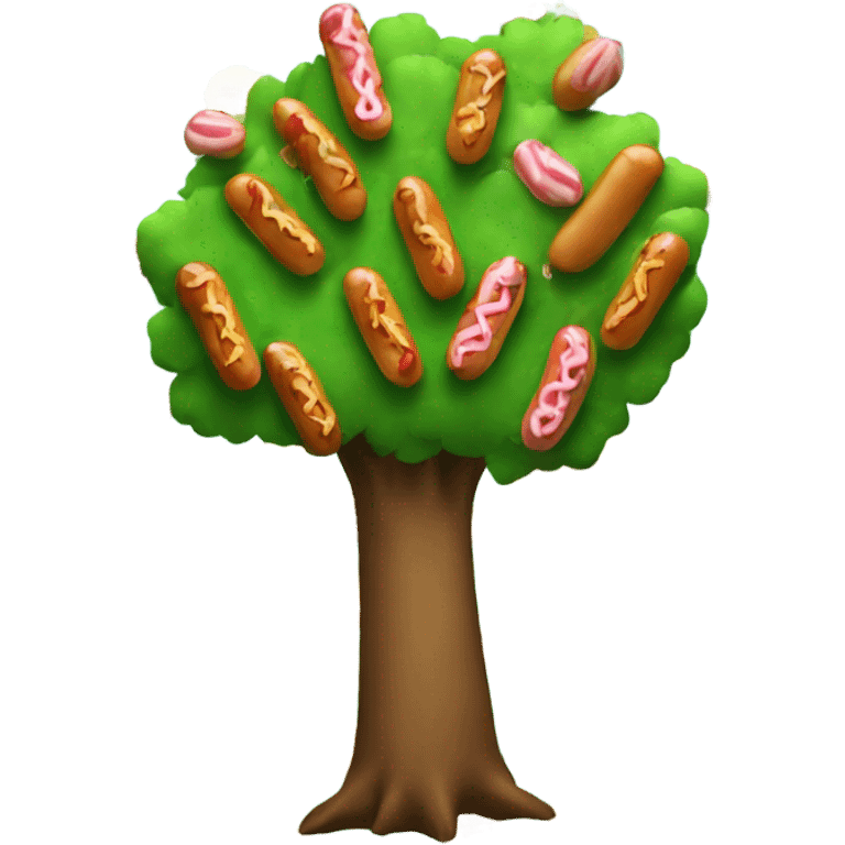 tree with hotdogs and candy on it emoji